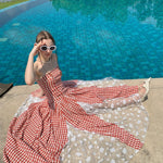Get trendy with [SPOII UNOSA] Garden Dress Gingham Midi Dress Gown -  available at Peiliee Shop. Grab yours for $72 today!