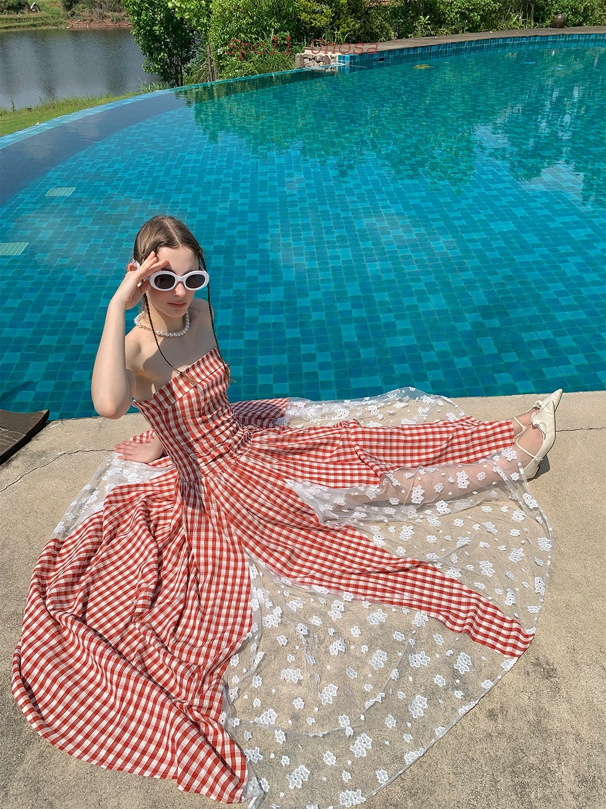 Get trendy with [SPOII UNOSA] Garden Dress Gingham Midi Dress Gown -  available at Peiliee Shop. Grab yours for $72 today!
