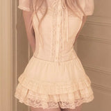 KittenClaw Vintage Lace Cross 100% Cotton Top