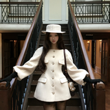 Sheepkiss Paris Lady Diamond Button White Coat
