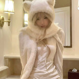 KittenClaw Soft Mist Furry Cat Kitty Ear Hood Scarf