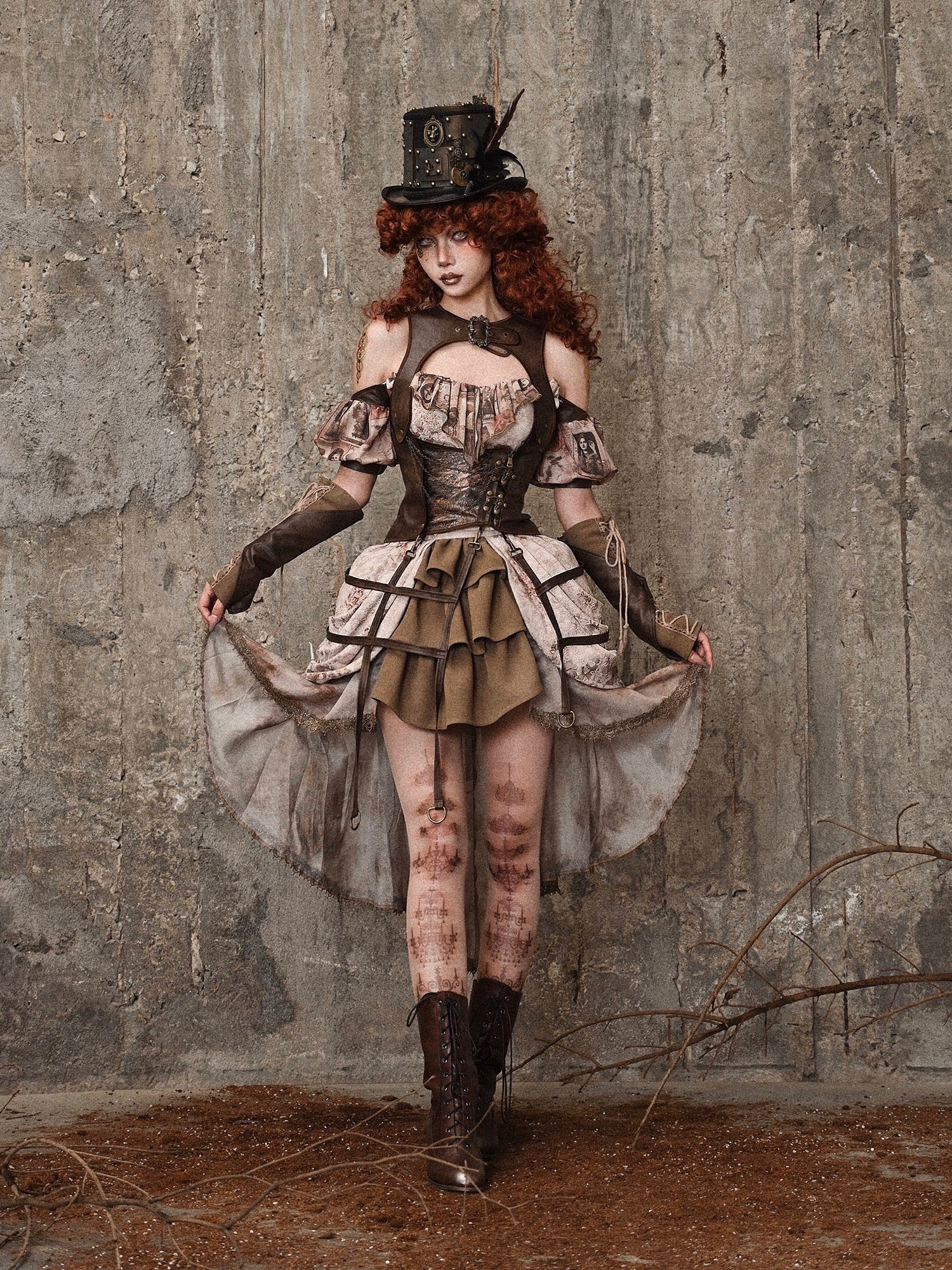Get trendy with [Blood Supply] Dragon Era steampunk short Cake mini Skirt - Skirt available at Peiliee Shop. Grab yours for $55 today!