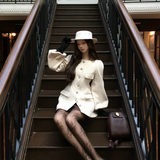 Sheepkiss Paris Lady Diamond Button White Coat