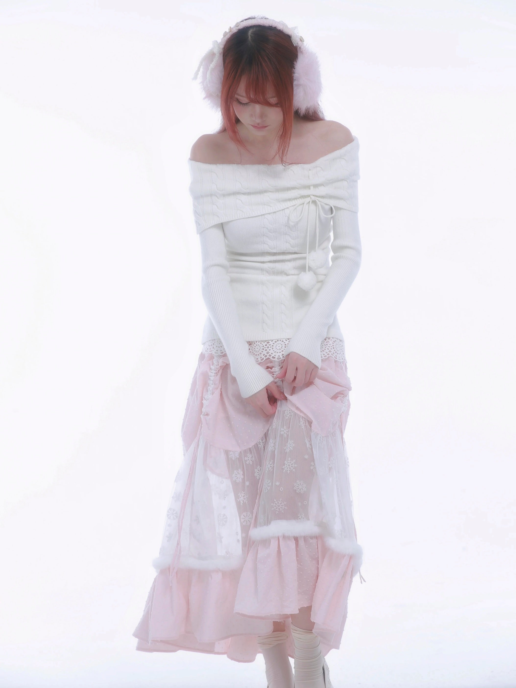 Get trendy with [Rose Island] The White Romance Wool-blend Sweater -  available at Peiliee Shop. Grab yours for $60 today!