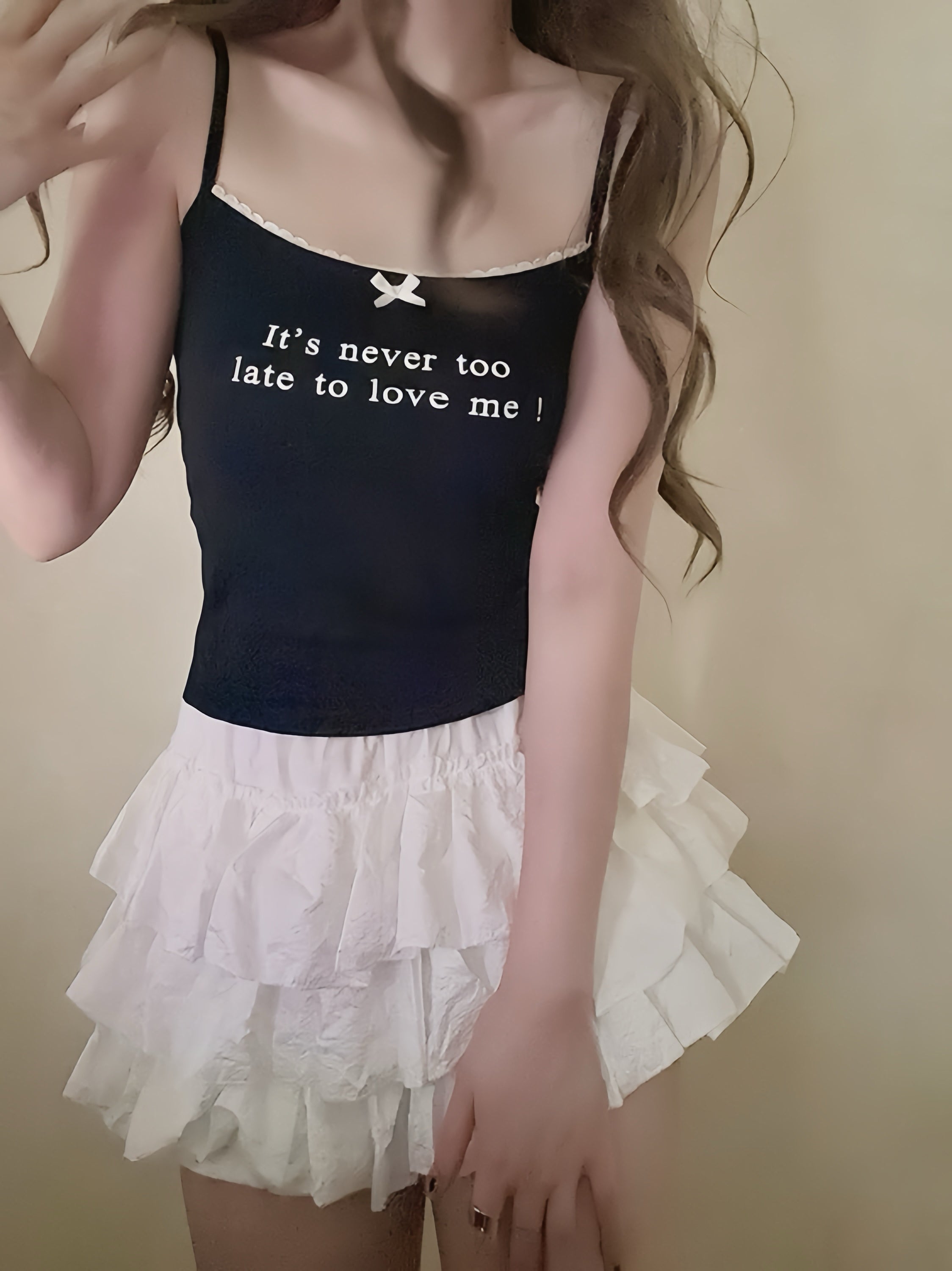 Get trendy with [Buy 2 Get 1 Free] It’s never too late to love me cotton vest top - vest available at Peiliee Shop. Grab yours for $12.80 today!