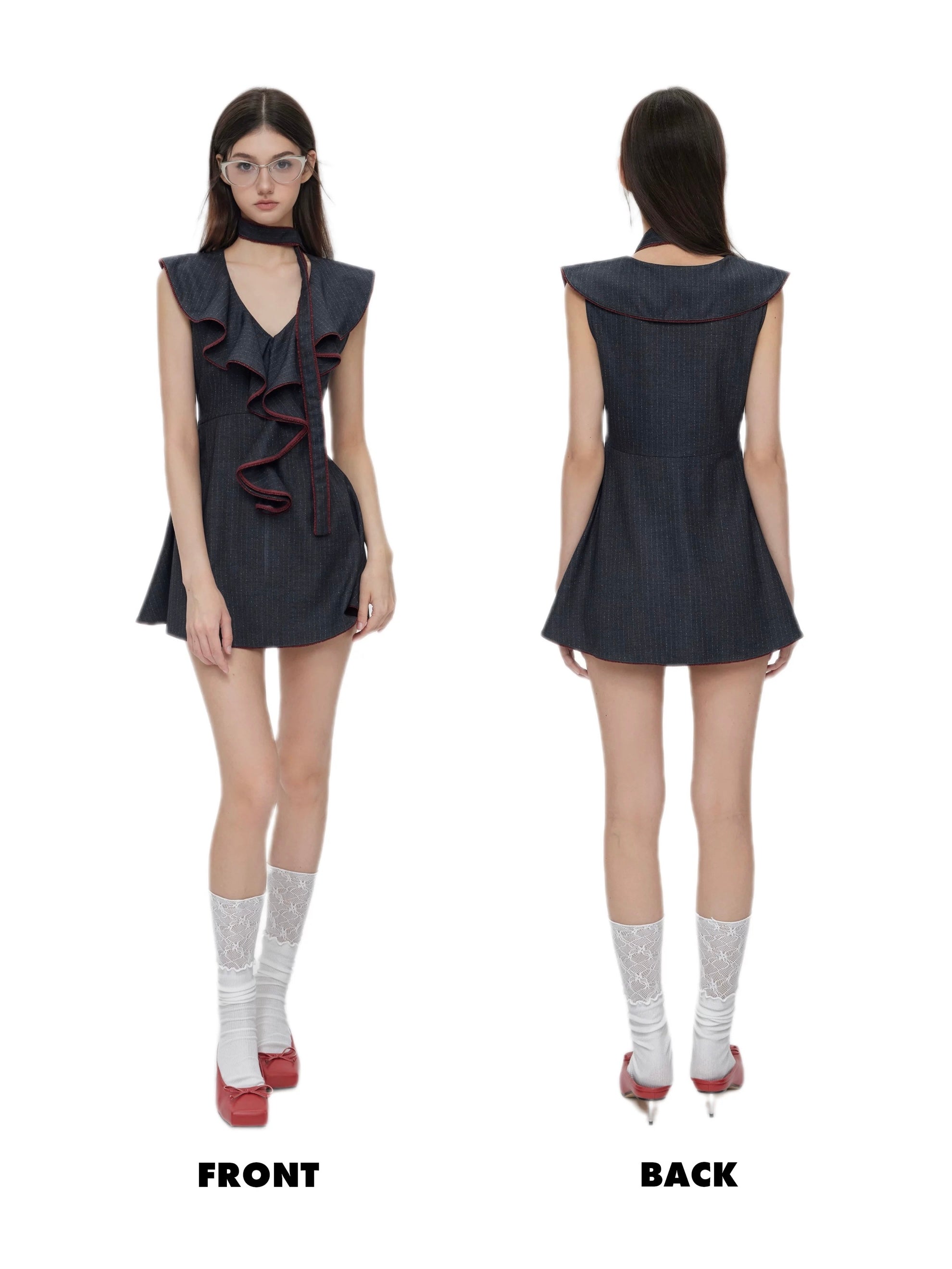 Get trendy with [Customizable] Campus Chic My First Suit Mini Dress - Dress available at Peiliee Shop. Grab yours for $49.90 today!