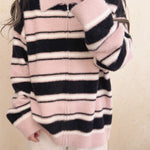 Get trendy with Blackpink faux fur polo oversized sweater - Sweater available at Peiliee Shop. Grab yours for $25.50 today!