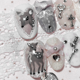 Dream Fawn In Gray Hand-Painted Press On Deer Nail Set