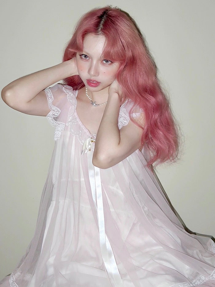 Get trendy with [August Unicorn] Rose romance transparent outer dress - Dresses available at Peiliee Shop. Grab yours for $75 today!