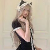 KittenClaw Vintage Lace Cross 100% Cotton Top