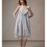 [Global Free Shipping] Fa Sogno Blue Moonlight Sonata Lace Chiffon Dress