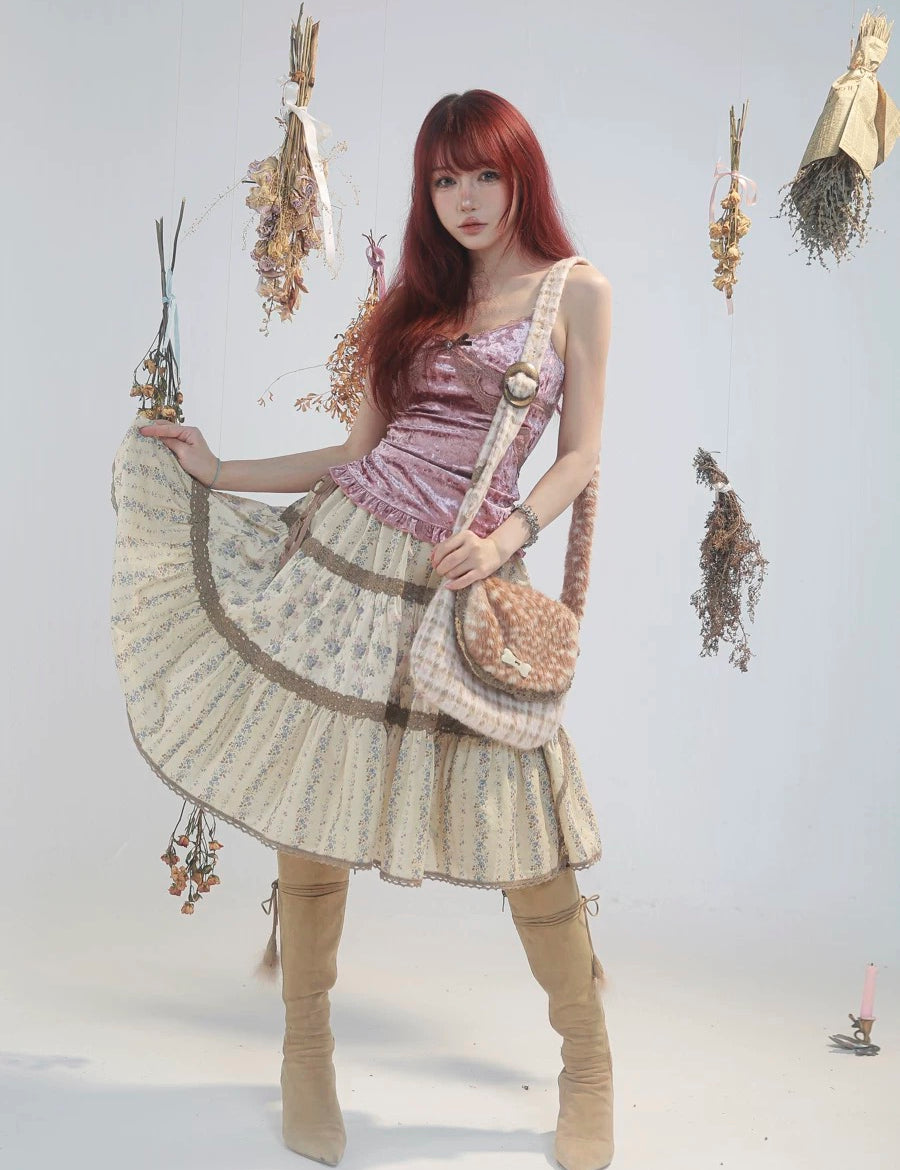 Get trendy with [Rose Island] Fairy Spirit Floral Midi Skirt -  available at Peiliee Shop. Grab yours for $34 today!