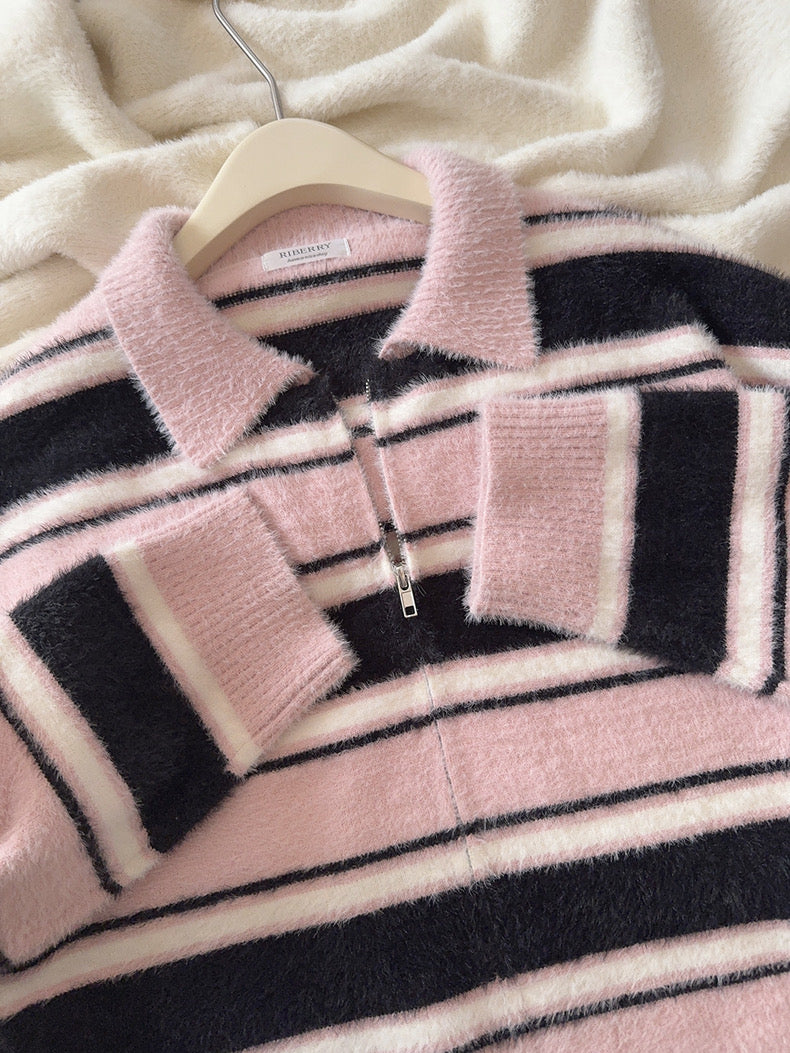 Get trendy with Blackpink faux fur polo oversized sweater - Sweater available at Peiliee Shop. Grab yours for $25.50 today!