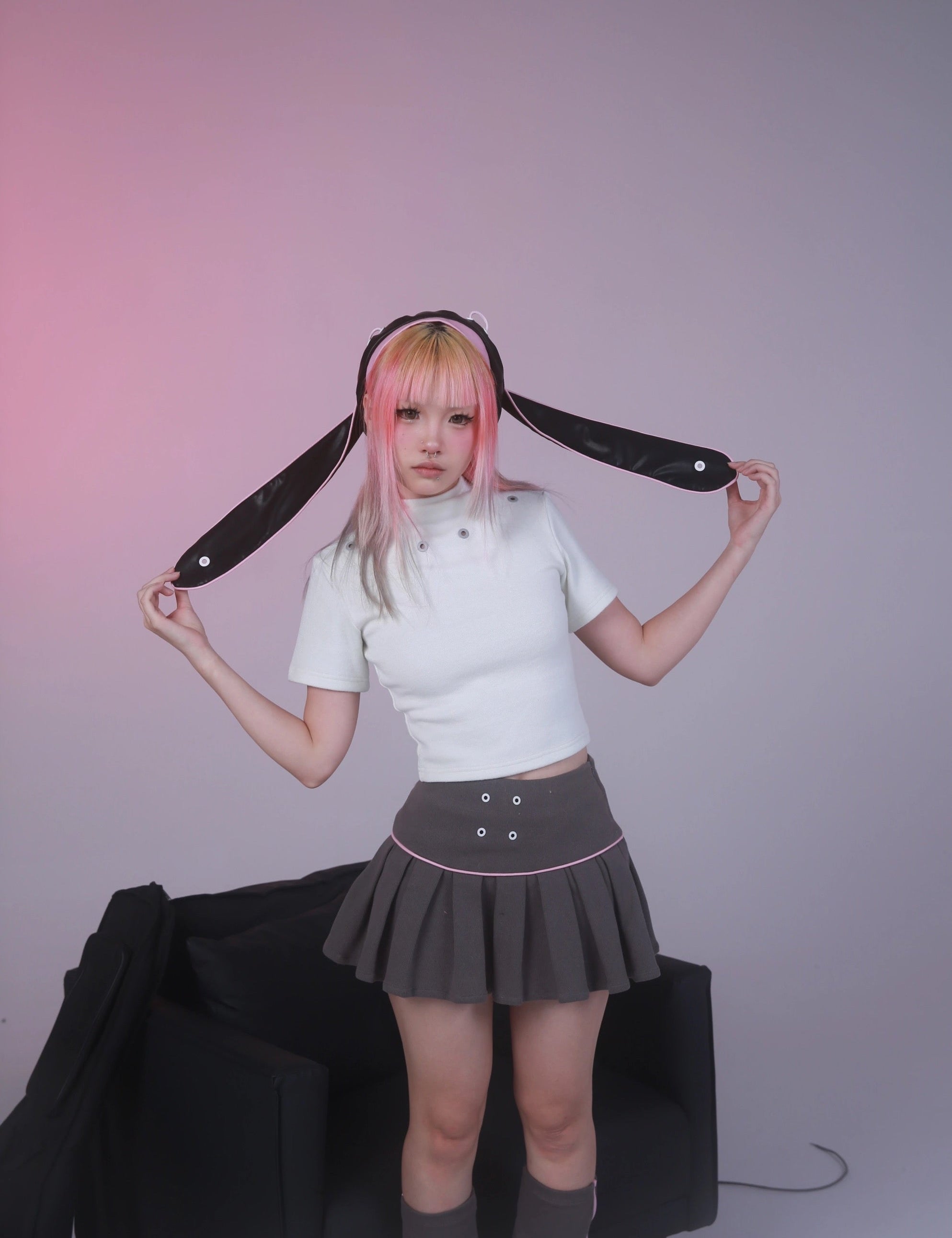 Get trendy with [Evil tooth]Chic  Edgy High-Waisted Pleated Skirt - Shirts & Tops available at Peiliee Shop. Grab yours for $49 today!