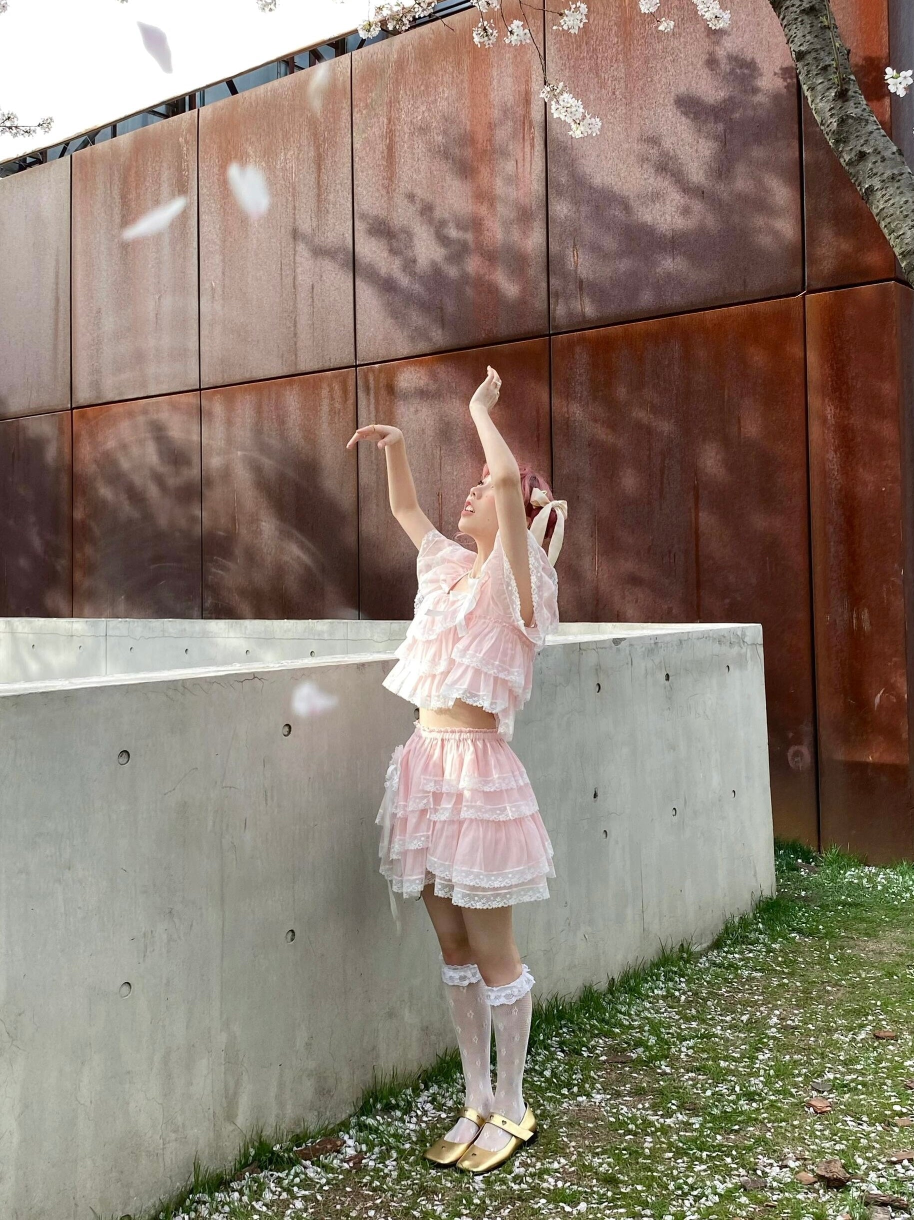 Get trendy with [August Unicorn] The blooming dream crop top and skirt set - Dresses available at Peiliee Shop. Grab yours for $68 today!
