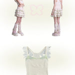 Get trendy with [Rose Island] Lil Spring Tinker Bell Crop Top Skirt Set - Dress available at Peiliee Shop. Grab yours for $29 today!