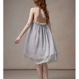 [Global Free Shipping] Fa Sogno Blue Moonlight Sonata Lace Chiffon Dress