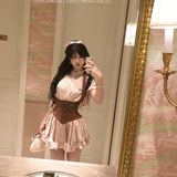 SheepKiss Miss Coco Satin Shirt and Skirt Set
