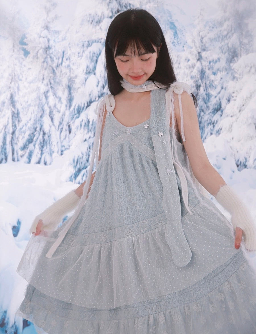 Get trendy with [Rose Island] Azure Snowmelt Scarf - Coats & Jackets available at Peiliee Shop. Grab yours for $22 today!