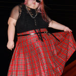 Get trendy with [Curve Beauty] Red Punk Plaid Skirt - Curve available at Peiliee Shop. Grab yours for $54 today!
