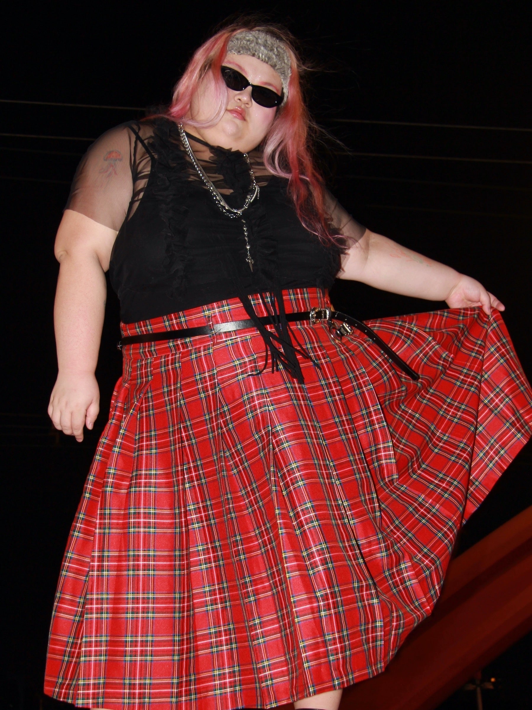 Get trendy with [Curve Beauty] Red Punk Plaid Skirt - Curve available at Peiliee Shop. Grab yours for $54 today!