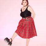 Get trendy with [Curve Beauty] Red Punk Plaid Skirt - Curve available at Peiliee Shop. Grab yours for $54 today!