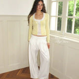 MineBeThyVers Lemon Butter Layered Knit Sweatshirt