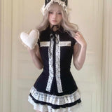 KittenClaw Vintage Lace Cross 100% Cotton Top