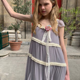 UNOSA Lavender Veil Layered Panel Chiffon Dress