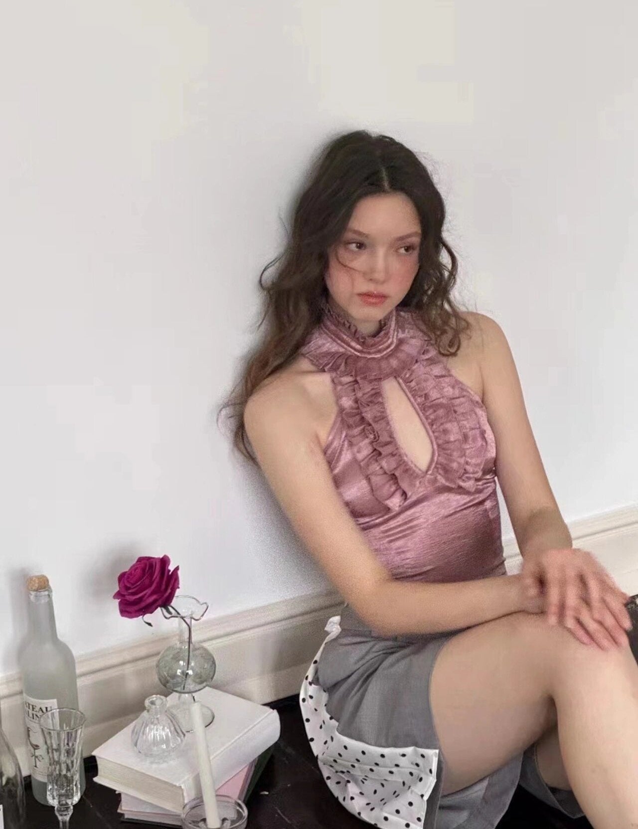 Get trendy with [Mine Be Thy Vers] Rose night crop top - Shirts & Tops available at Peiliee Shop. Grab yours for $54 today!