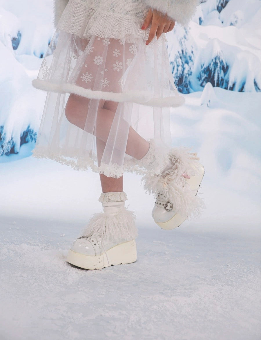 Get trendy with [Rose Island] Fluffy Leg Warmers - Leg Warmers available at Peiliee Shop. Grab yours for $15 today!