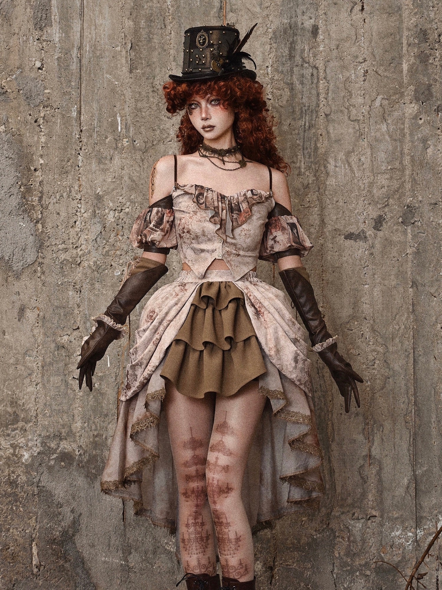 Get trendy with [Blood Supply] Dragon Era steampunk short Cake mini Skirt - Skirt available at Peiliee Shop. Grab yours for $55 today!