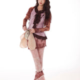 Rose Island Summer Flower Mist Plum Lace Flare Pants