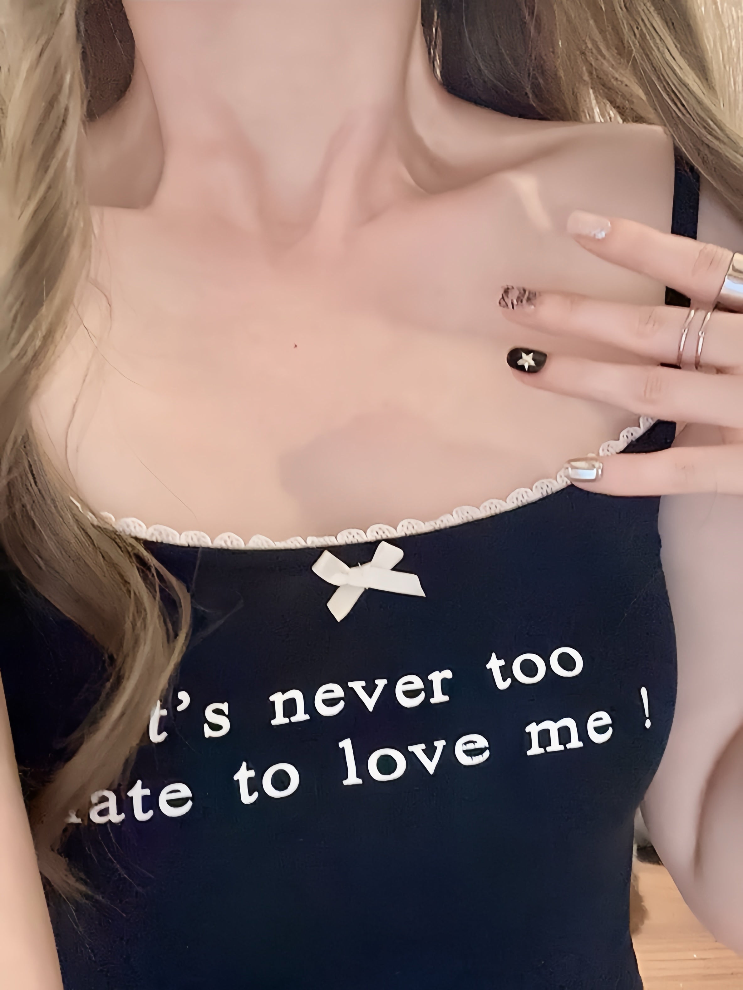 Get trendy with [Buy 2 Get 1 Free] It’s never too late to love me cotton vest top - vest available at Peiliee Shop. Grab yours for $12.80 today!