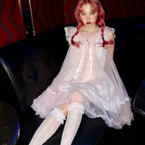 Get trendy with [August Unicorn] Rose romance transparent outer dress - Dresses available at Peiliee Shop. Grab yours for $75 today!