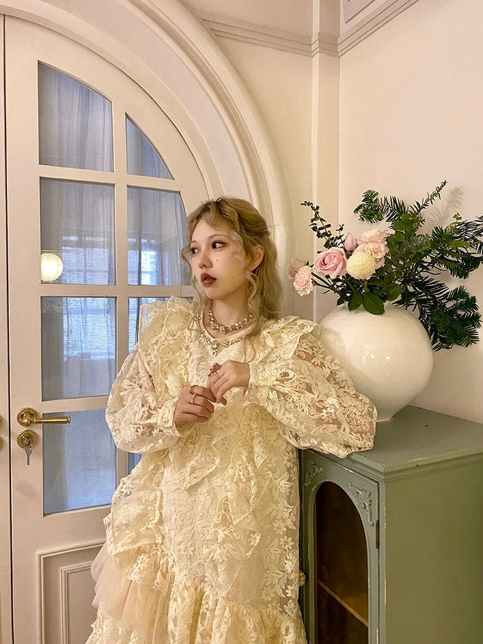 Get trendy with [August Unicorn] Exquisite Heavy Lace Embroidered Dress - Dresses available at Peiliee Shop. Grab yours for $197 today!