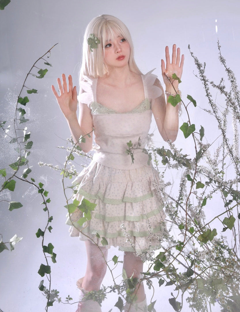 Get trendy with [Rose Island] Lil Spring Tinker Bell Crop Top Skirt Set - Dress available at Peiliee Shop. Grab yours for $29 today!