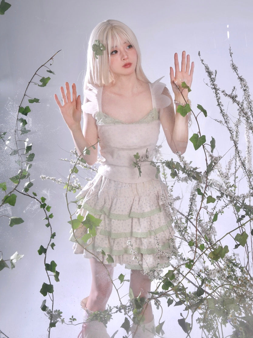 Get trendy with [Rose Island] Lil Spring Tinker Bell Crop Top Skirt Set - Dress available at Peiliee Shop. Grab yours for $29 today!
