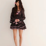 Evil Tooth Rose Night Gal Long Sleeves Mini Dress