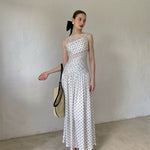 Get trendy with [SPOII UNOSA] Fleur De Saint Tropez Polka Dress MIDI Dress Gown -  available at Peiliee Shop. Grab yours for $78 today!