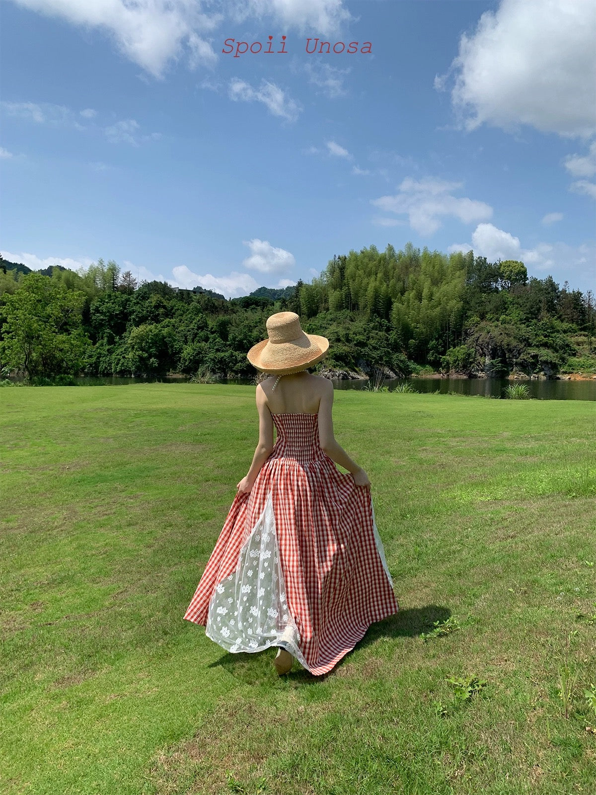 Get trendy with [SPOII UNOSA] Garden Dress Gingham Midi Dress Gown -  available at Peiliee Shop. Grab yours for $72 today!