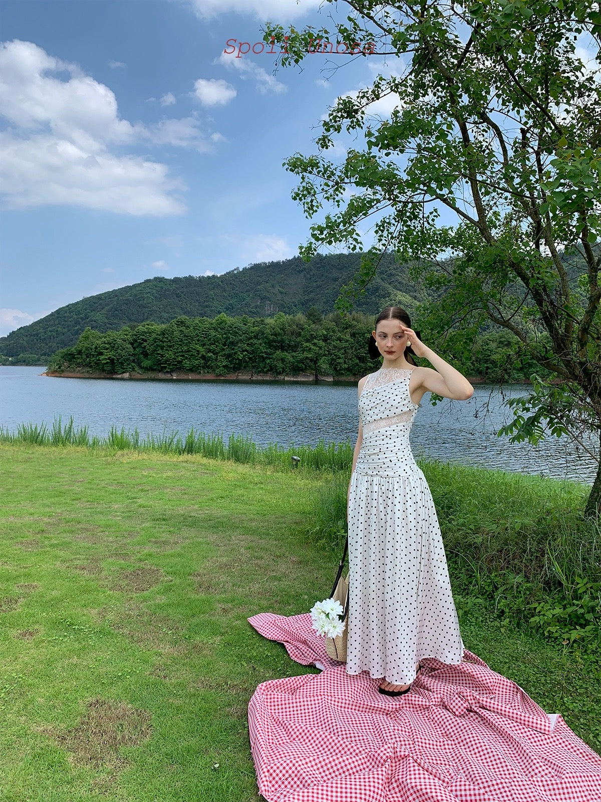 Get trendy with [SPOII UNOSA] Fleur De Saint Tropez Polka Dress MIDI Dress Gown -  available at Peiliee Shop. Grab yours for $78 today!