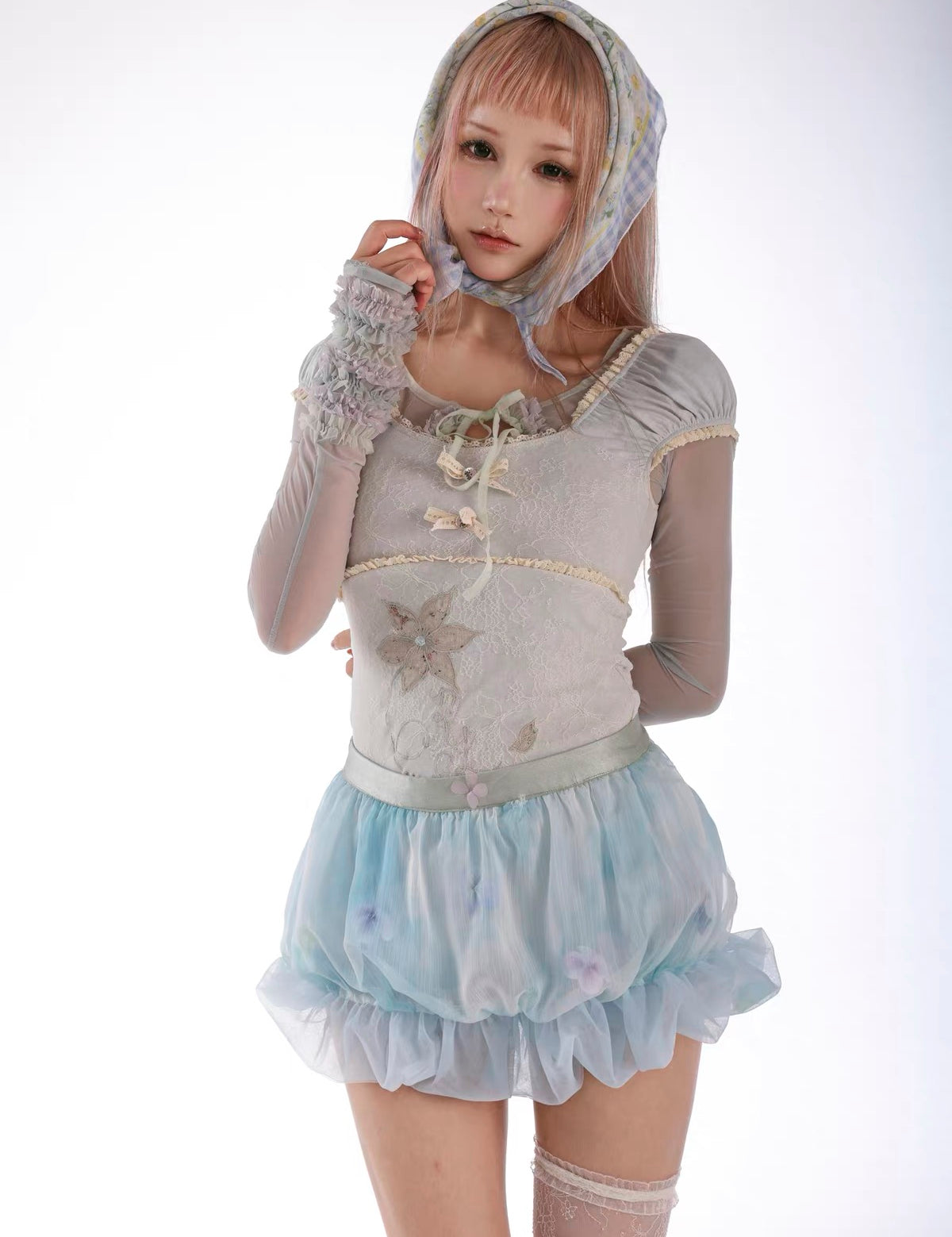 Rose Island Peach Jellyfish Bubble Mini Skirt