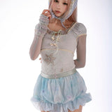 Rose Island Peach Jellyfish Bubble Mini Skirt