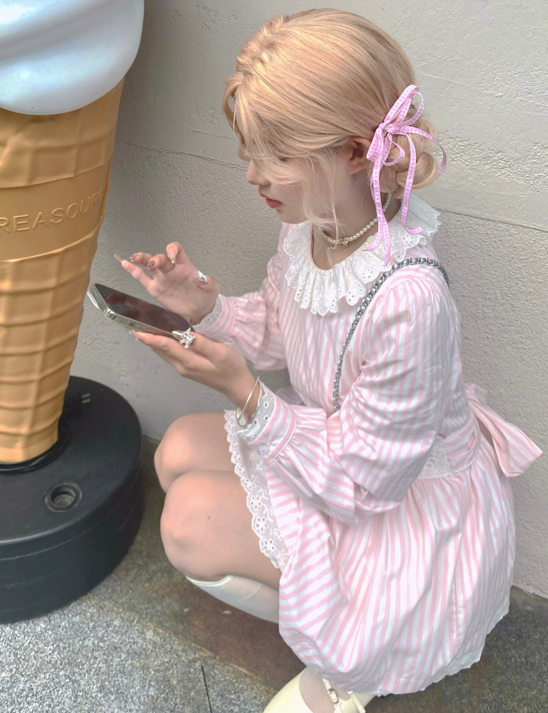 Get trendy with My Pink Soft Girl Autumn Mini Dress [LeonieGirl] - Clothing available at Peiliee Shop. Grab yours for $38 today!