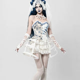 Get trendy with [Blood Supply] Corpse Bride Halloween Gothic Corset Top with petticoats - Crop Top available at Peiliee Shop. Grab yours for $49.90 today!