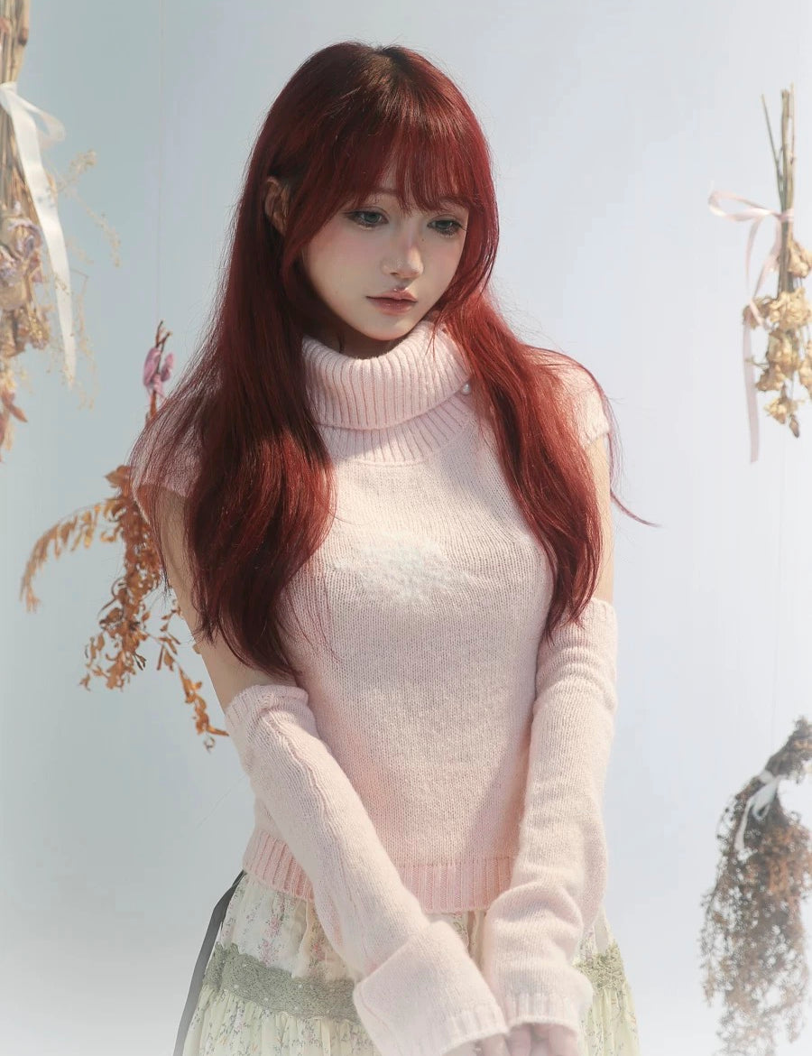 Get trendy with [Rose Island] Fairy Spirit Soft Coquette Dream In Pink Sweater With Arm warmer -  available at Peiliee Shop. Grab yours for $45 today!