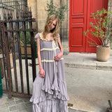 UNOSA Lavender Veil Layered Panel Chiffon Dress