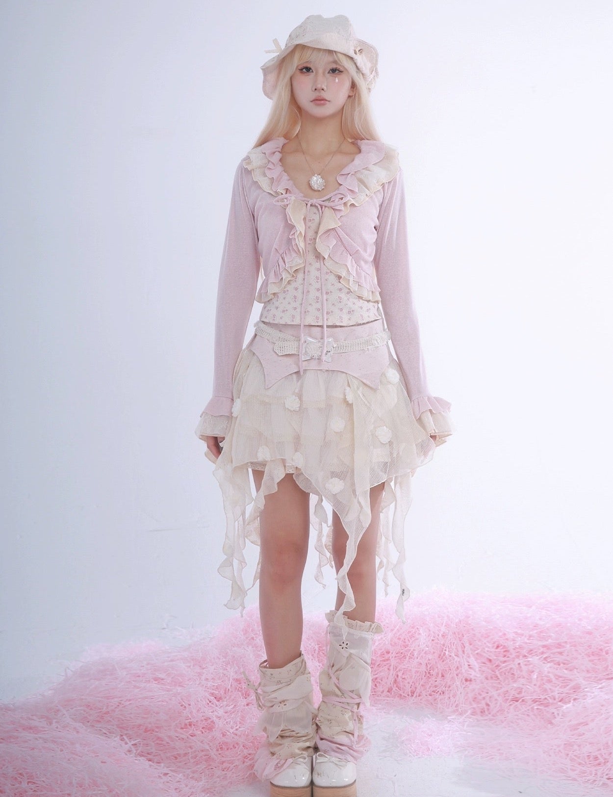 Get trendy with [Rose Island] Floral Fairy Mini Skirt -  available at Peiliee Shop. Grab yours for $45 today!