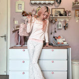 Rose Island Daisy Bow Flare Pants
